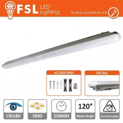 LED Batten IP65 48W - 4000K 4100LM 120º 1480x85x66mm