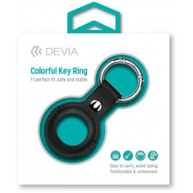 Devia leather Key Ring for AirTag Black Color