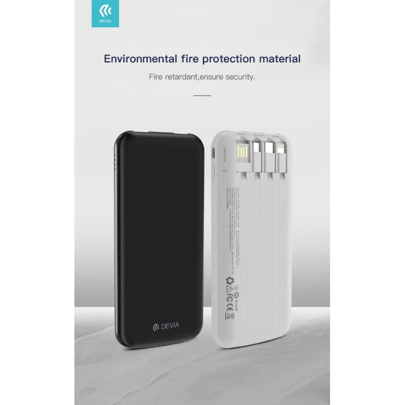 kintone V2 series power bank with 4 cables 10000mAh Black