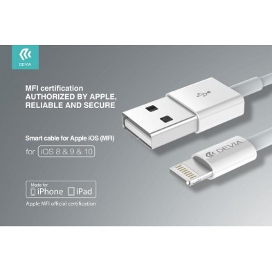 Cable inteligente para datos y carga Apple iOS7 y 10 1.2 mt 