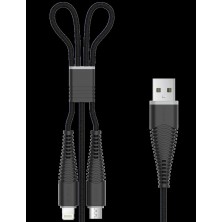 Cable Fish 1 Devia 2 in 1 Apple iOS & Android M-Usb Black
