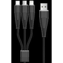 Cable Fish 1 Devia 3 in 1 Apple iOS & Android C + M-Usb Blac