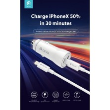 Smart series PD+QC3.0 car charger set with Cable Lightning