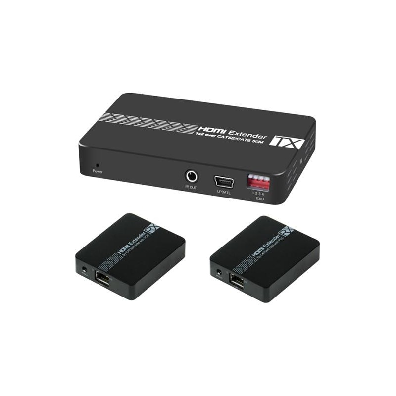 Divisor HDMI 1X2 sobre Cat5e / cat6 50m con IR POC