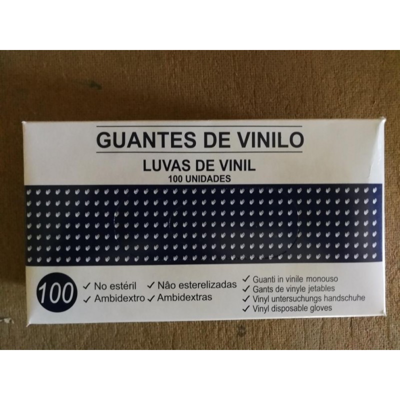 GUANTES DE VINILO SIN POLVO P/100-S