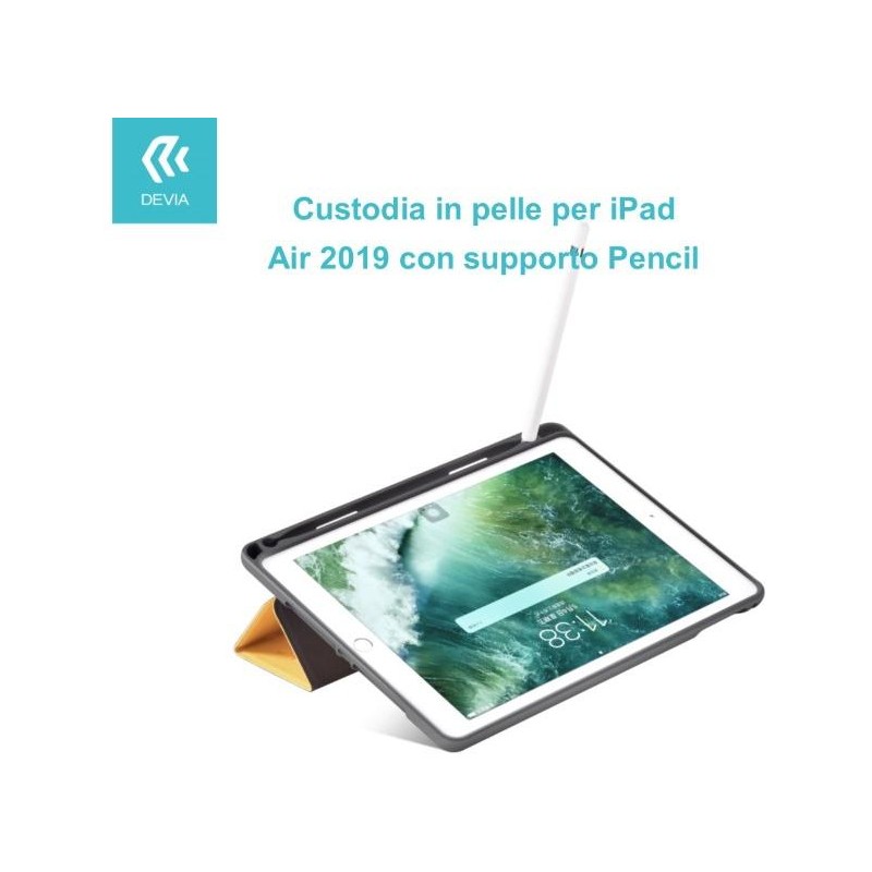 Devia Leather Case with Pencil Slot for iPad Air 2019 Blue