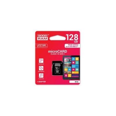 microSD 128GB CARD clase 10 UHS I + adaptador