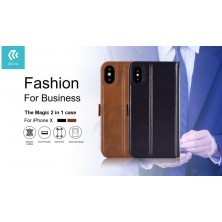 Case Magic 2 in 1 leather for iPhone X Black