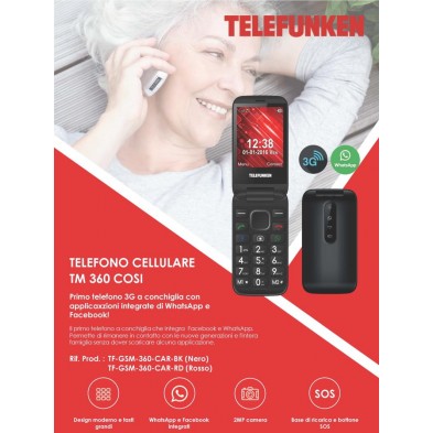 Senior Phone TM 360 Telefunken Red