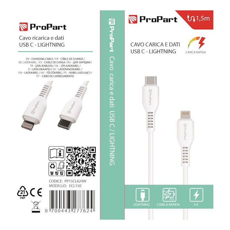 Apple Lightning to Type-C Cable 5V 3A 1.5m Charging and Data