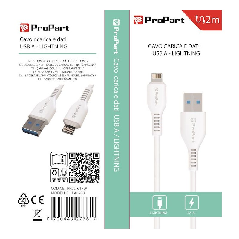 Apple Lightning Cable 5V 2.4A 2m Charging and Data White