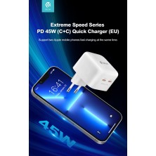 Extreme Speed Series PD 45W 2x Tipe-C Quick Charger White