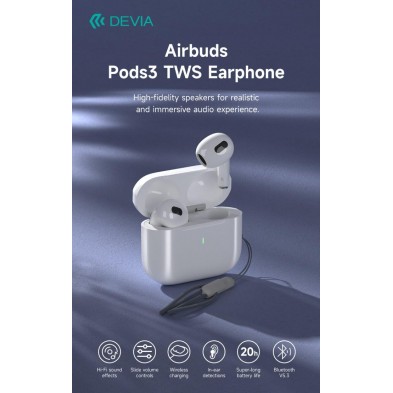 Earbuds Pods3 TWS EM410 Bluetooth 5.3 With Wireless Charg.