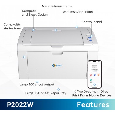 G&G P2022W, Single Funzione A4, 22ppm , Wi-Fi