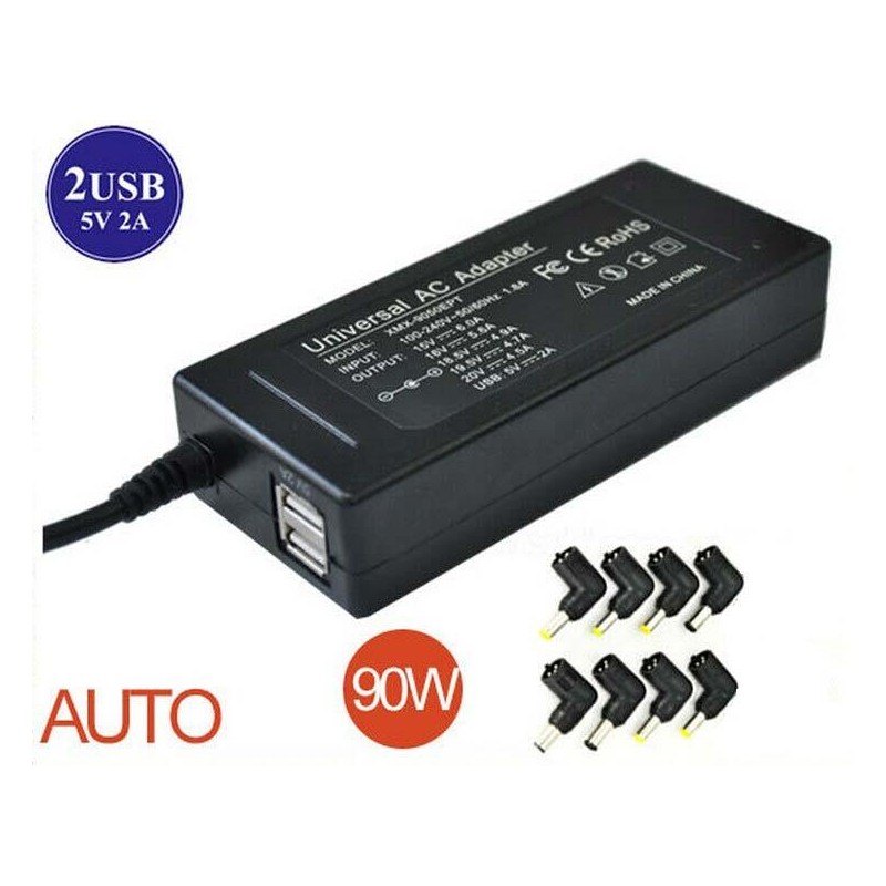 Universal Adapter power charger 15V-20V max 90W 2USB 8 tips